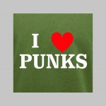 I LOVE PUNKS!   mikina s kapucou stiahnutelnou šnúrkami a klokankovým vreckom vpredu